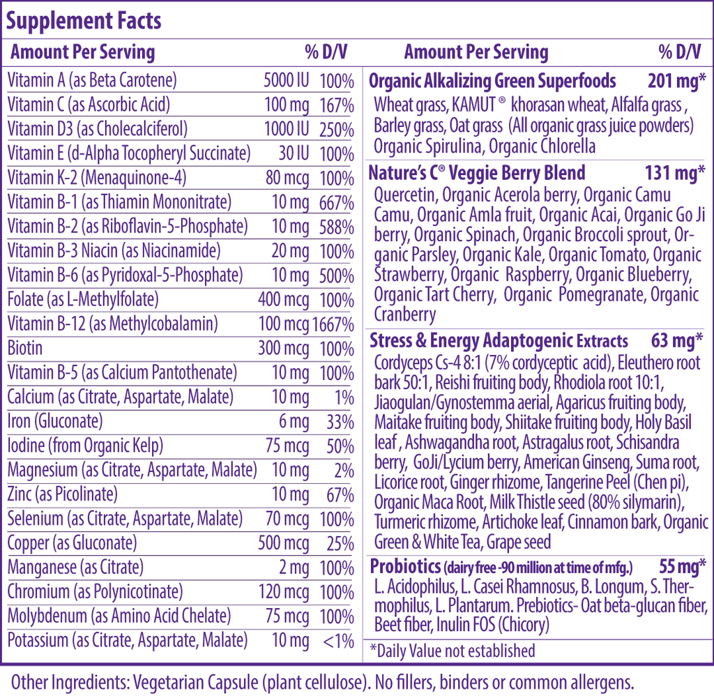 Earth's Blend Superfood Multivitamin With Iron