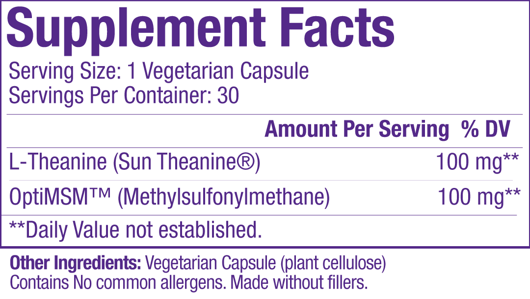Sun Theanine Supp Facts Website